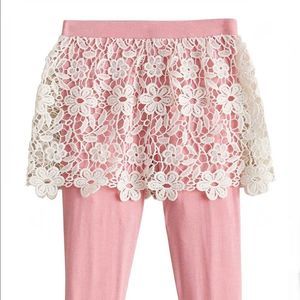 Brand New Chasing Fireflies Girls Lace Skirted Leggings pink Sz XL